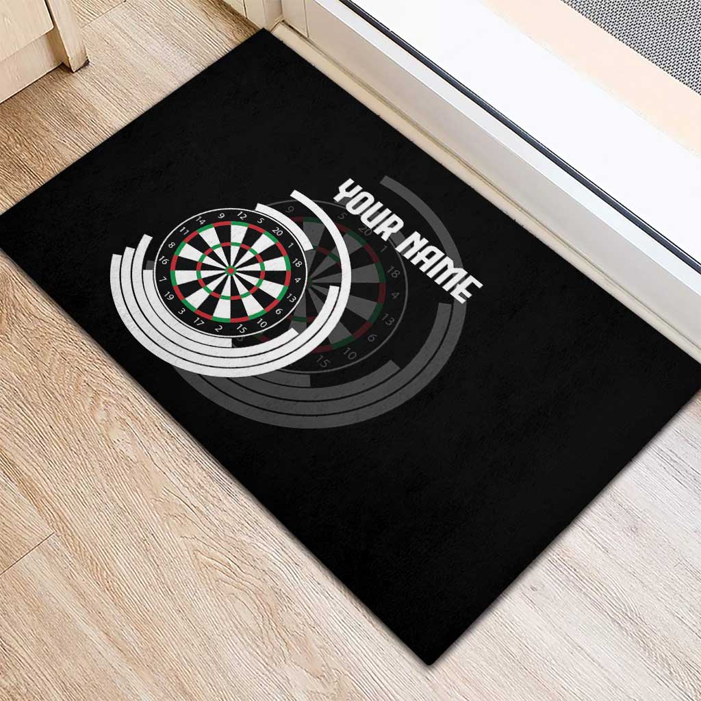 Personalized Black and White Dartboard Rubber Doormat Bullseye Target Design for Dart Players - Wonder Print Shop