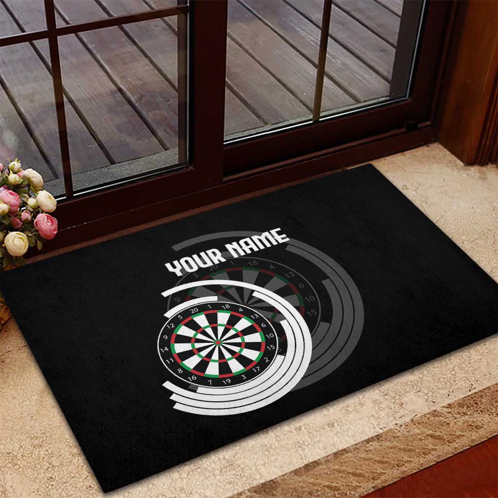 Personalized Black and White Dartboard Rubber Doormat Bullseye Target Design for Dart Players - Wonder Print Shop