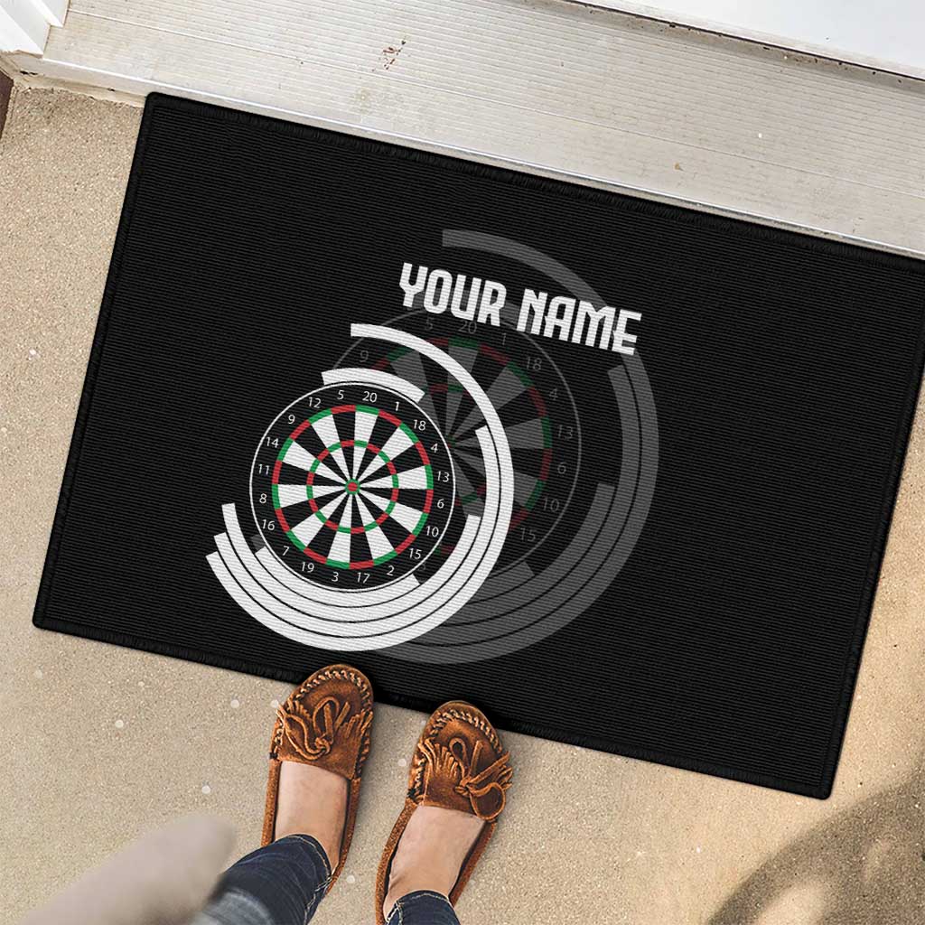 Personalized Black and White Dartboard Rubber Doormat Bullseye Target Design for Dart Players - Wonder Print Shop
