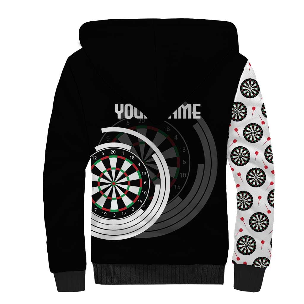Personalized Black and White Dartboard Sherpa Hoodie Bullseye Target Design for Dart Players - Wonder Print Shop