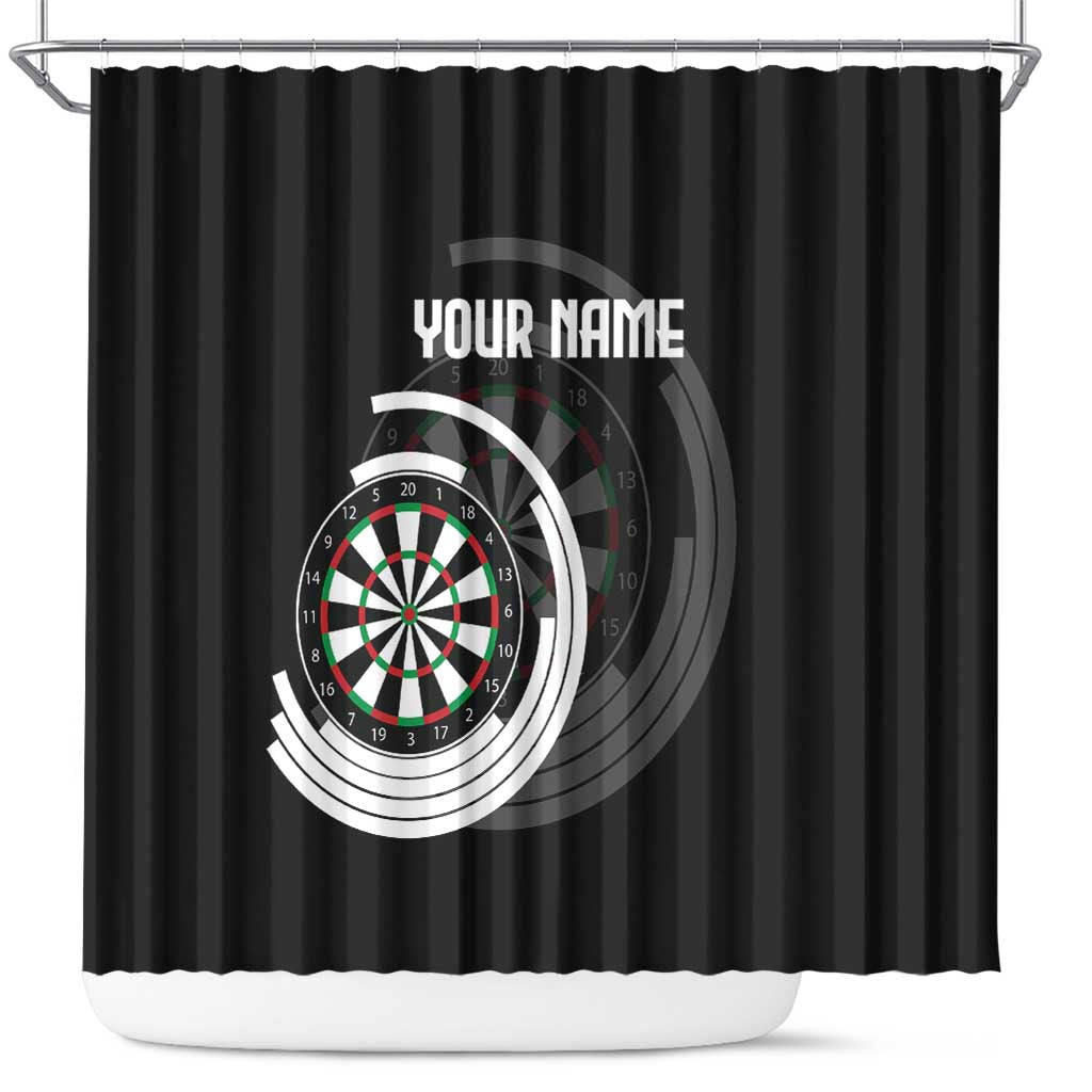 Personalized Black and White Dartboard Shower Curtain Bullseye Target Design for Dart Players - Wonder Print Shop