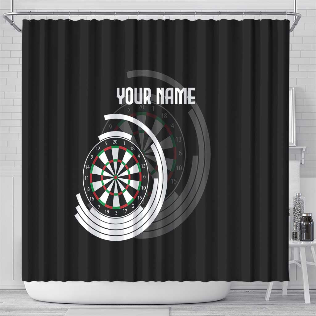 Personalized Black and White Dartboard Shower Curtain Bullseye Target Design for Dart Players - Wonder Print Shop
