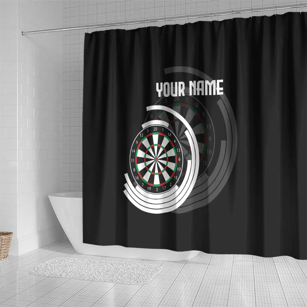 Personalized Black and White Dartboard Shower Curtain Bullseye Target Design for Dart Players - Wonder Print Shop