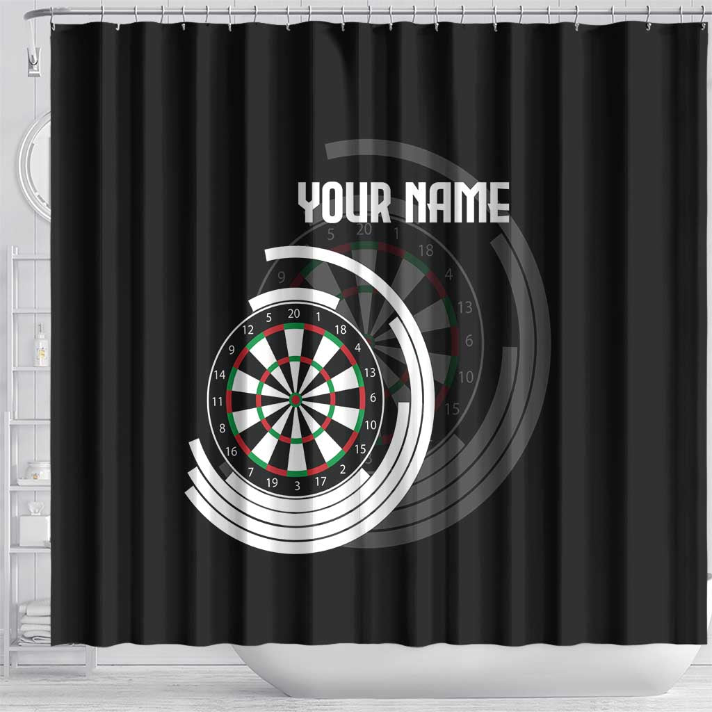 Personalized Black and White Dartboard Shower Curtain Bullseye Target Design for Dart Players - Wonder Print Shop