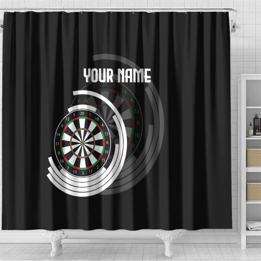 Personalized Black and White Dartboard Shower Curtain Bullseye Target Design for Dart Players - Wonder Print Shop