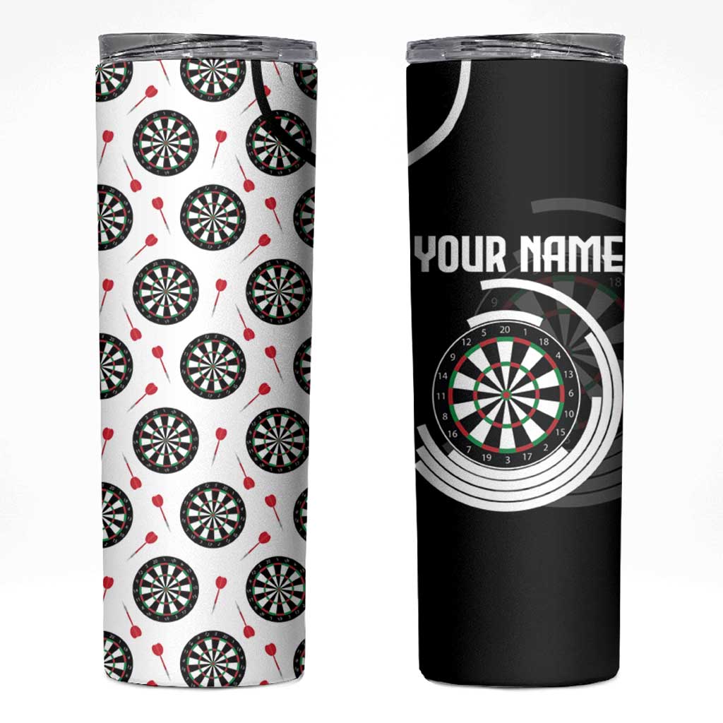 Personalized Black and White Dartboard Skinny Tumbler Bullseye Target Design for Dart Players - Wonder Print Shop