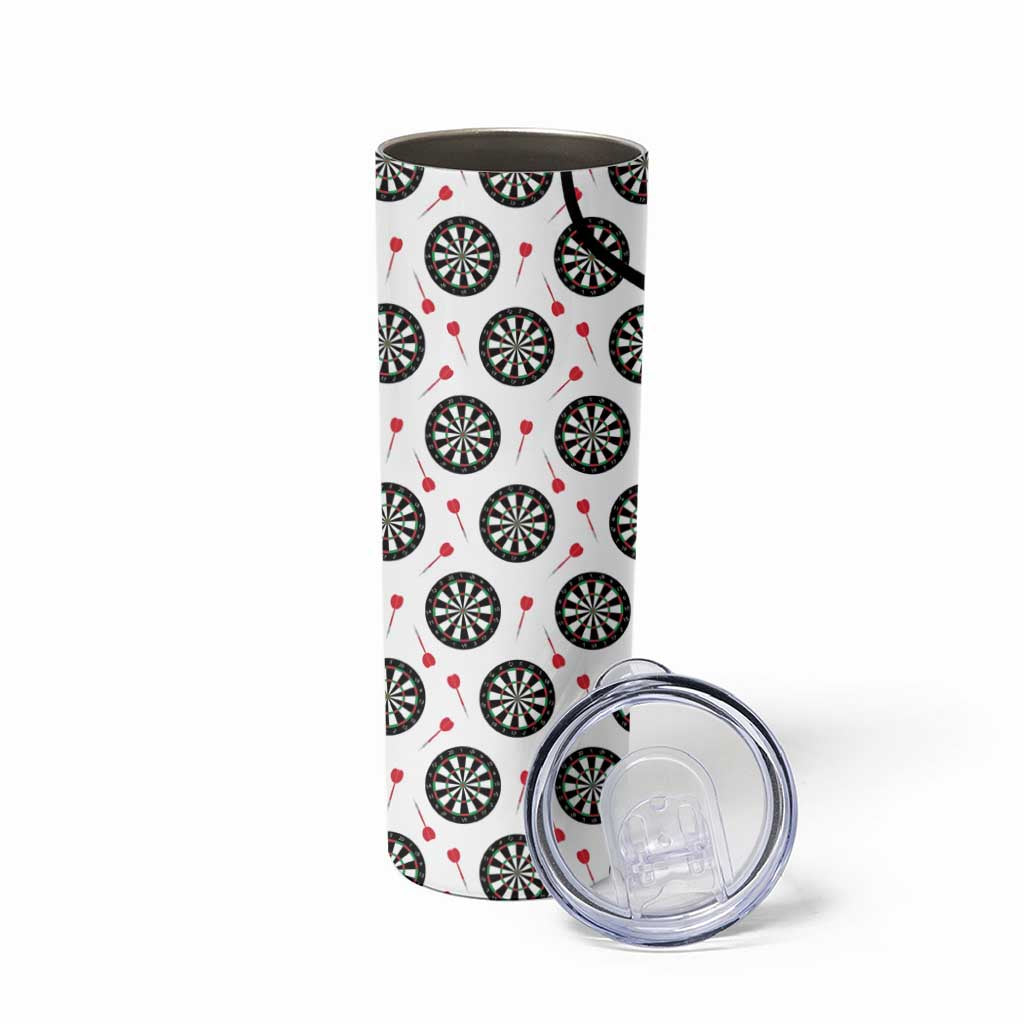 Personalized Black and White Dartboard Skinny Tumbler Bullseye Target Design for Dart Players - Wonder Print Shop