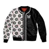 Personalized Black and White Dartboard Sleeve Zip Bomber Jacket Bullseye Target Design for Dart Players - Wonder Print Shop