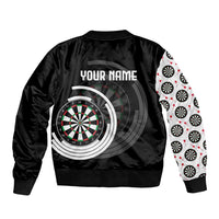 Personalized Black and White Dartboard Sleeve Zip Bomber Jacket Bullseye Target Design for Dart Players - Wonder Print Shop