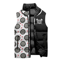 Personalized Black and White Dartboard Sleeveless Puffer Jacket Bullseye Target Design for Dart Players - Wonder Print Shop