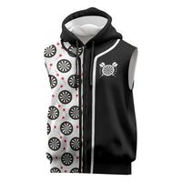 Personalized Black and White Dartboard Sleeveless Zip Hoodie Bullseye Target Design for Dart Players - Wonder Print Shop