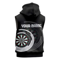 Personalized Black and White Dartboard Sleeveless Zip Hoodie Bullseye Target Design for Dart Players - Wonder Print Shop