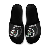 Personalized Black and White Dartboard Slide Sandals Bullseye Target Design for Dart Players - Wonder Print Shop