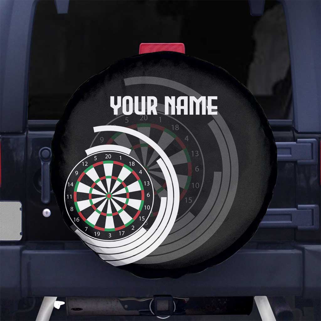 Personalized Black and White Dartboard Spare Tire Cover Bullseye Target Design for Dart Players - Wonder Print Shop