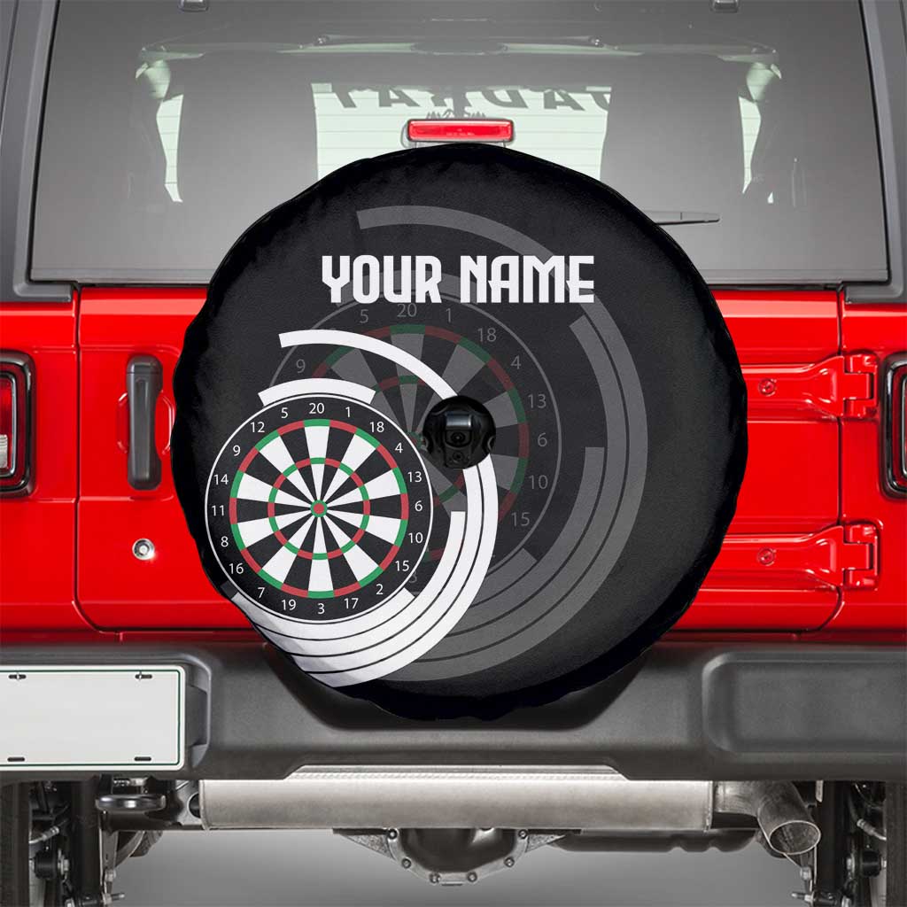 Personalized Black and White Dartboard Spare Tire Cover Bullseye Target Design for Dart Players - Wonder Print Shop
