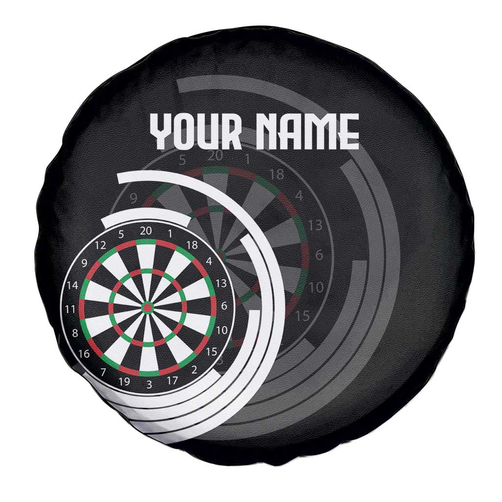 Personalized Black and White Dartboard Spare Tire Cover Bullseye Target Design for Dart Players - Wonder Print Shop