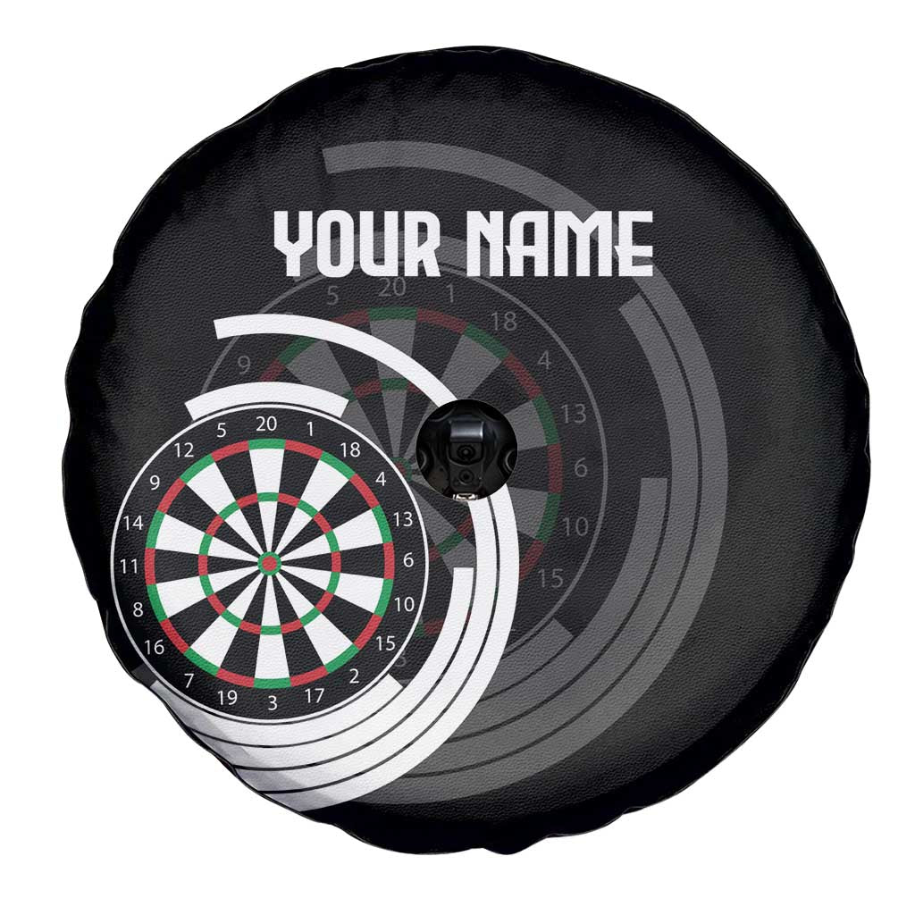 Personalized Black and White Dartboard Spare Tire Cover Bullseye Target Design for Dart Players - Wonder Print Shop