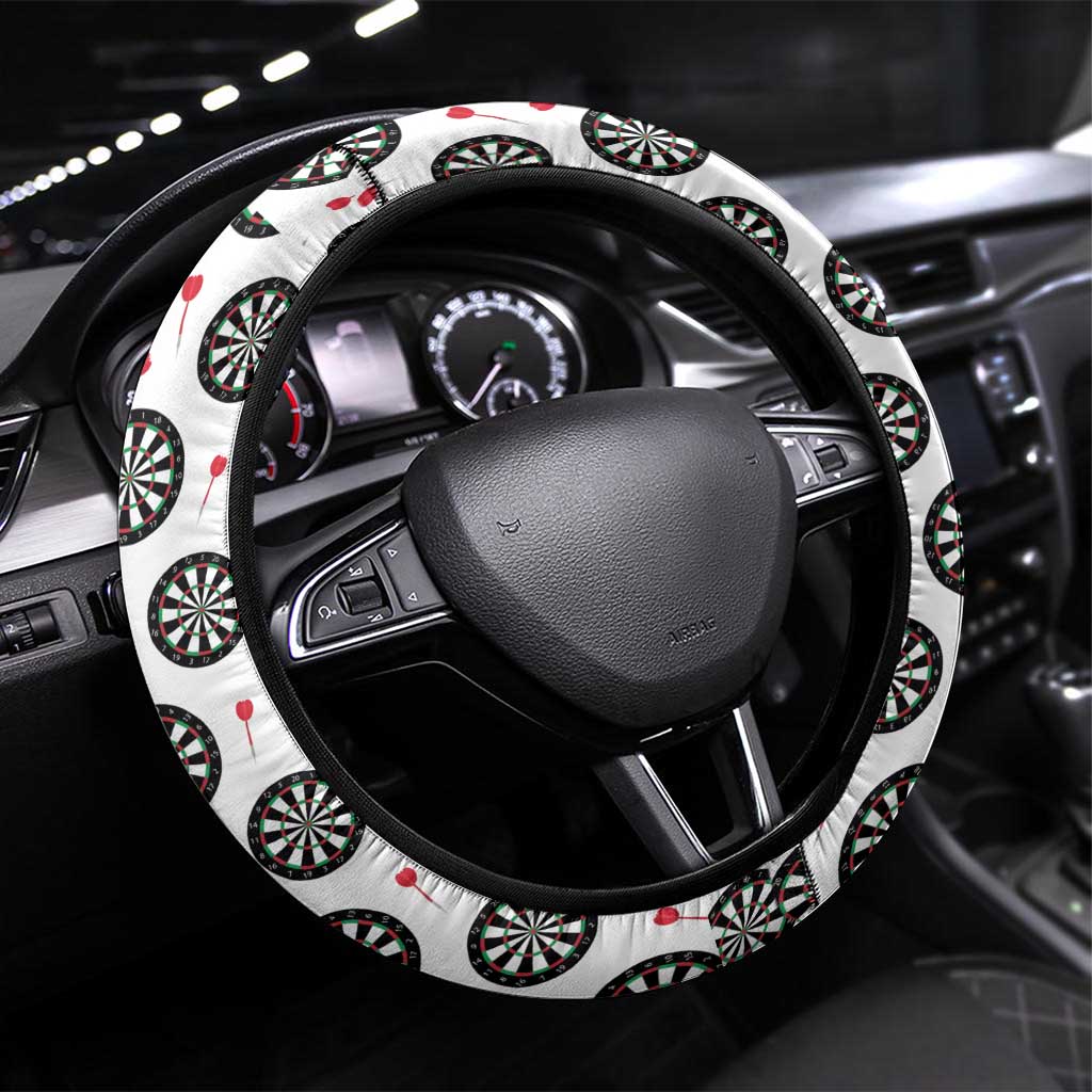 Black and White Dartboard Steering Wheel Cover Bullseye Target Design for Dart Players - Wonder Print Shop