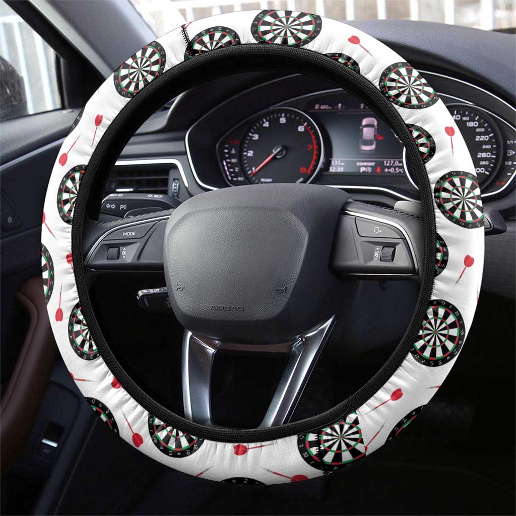 Black and White Dartboard Steering Wheel Cover Bullseye Target Design for Dart Players - Wonder Print Shop
