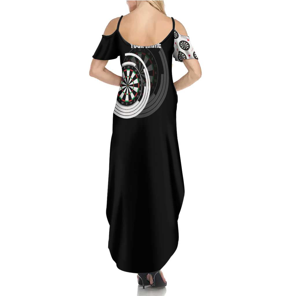 Personalized Black and White Dartboard Summer Maxi Dress Bullseye Target Design for Dart Players - Wonder Print Shop