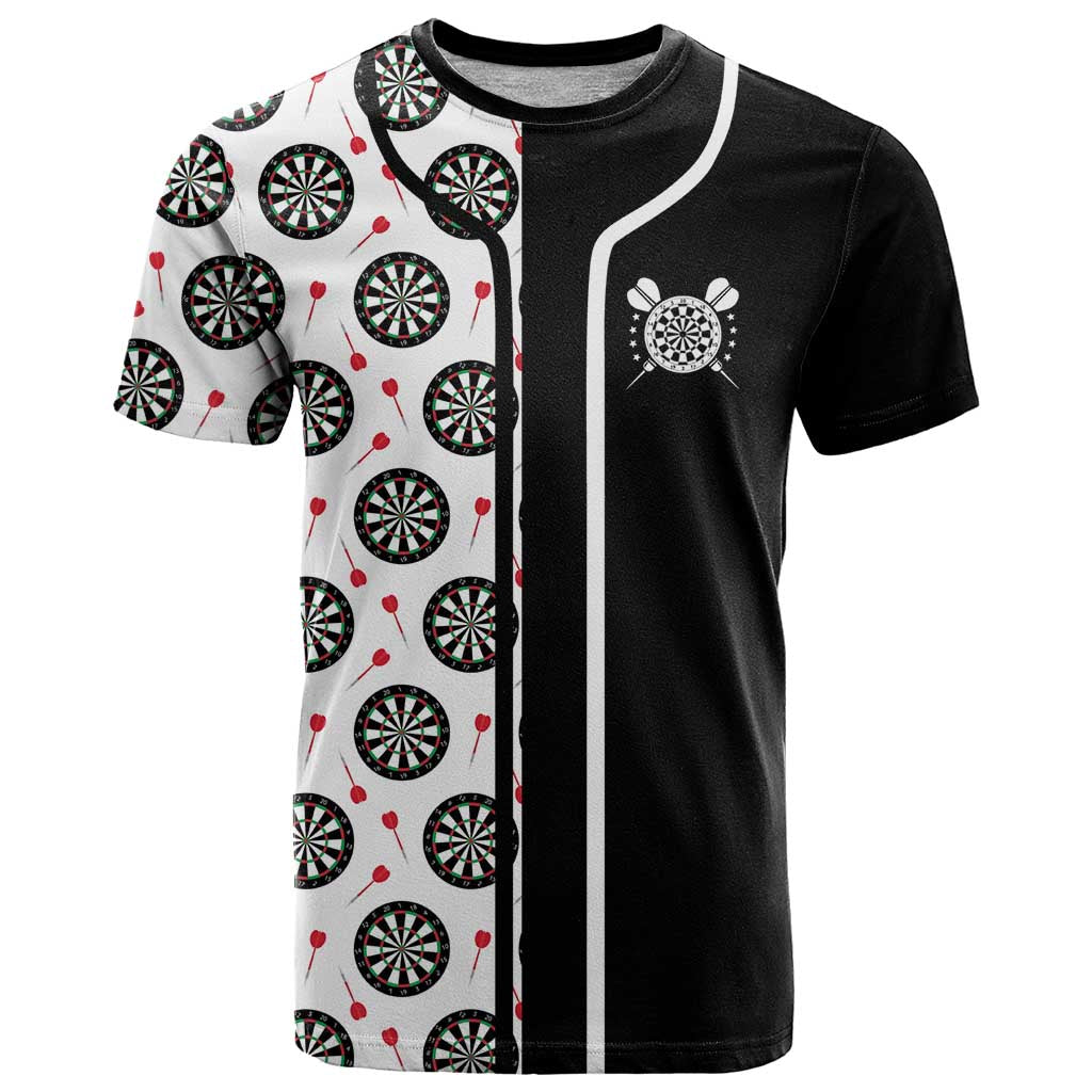 Personalized Black and White Dartboard T Shirt Bullseye Target Design for Dart Players - Wonder Print Shop