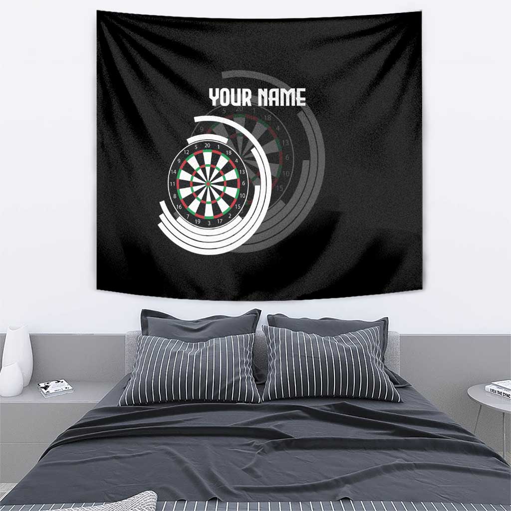 Personalized Black and White Dartboard Tapestry Bullseye Target Design for Dart Players - Wonder Print Shop