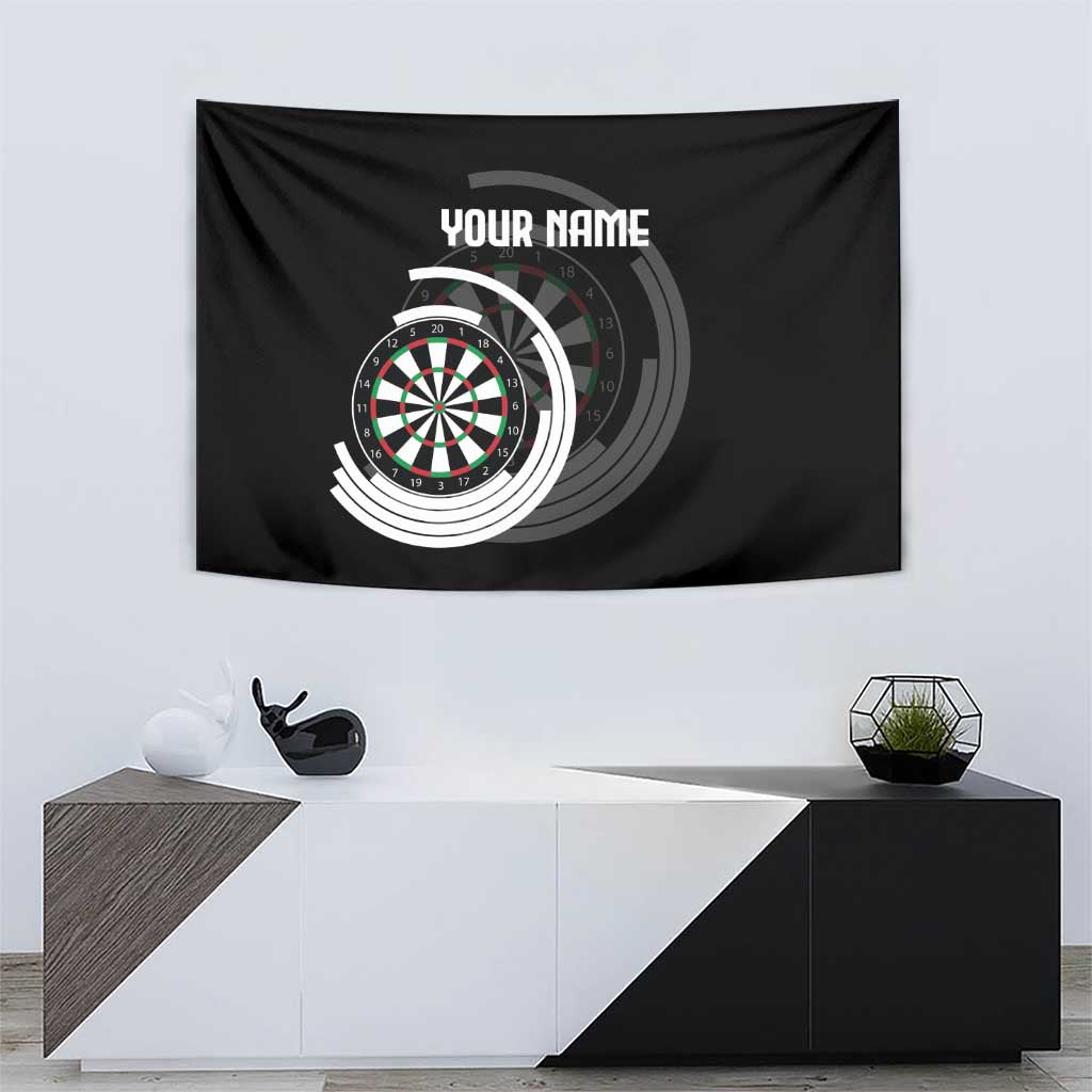 Personalized Black and White Dartboard Tapestry Bullseye Target Design for Dart Players - Wonder Print Shop