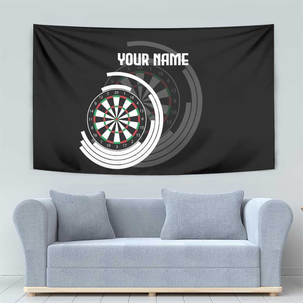 Personalized Black and White Dartboard Tapestry Bullseye Target Design for Dart Players - Wonder Print Shop