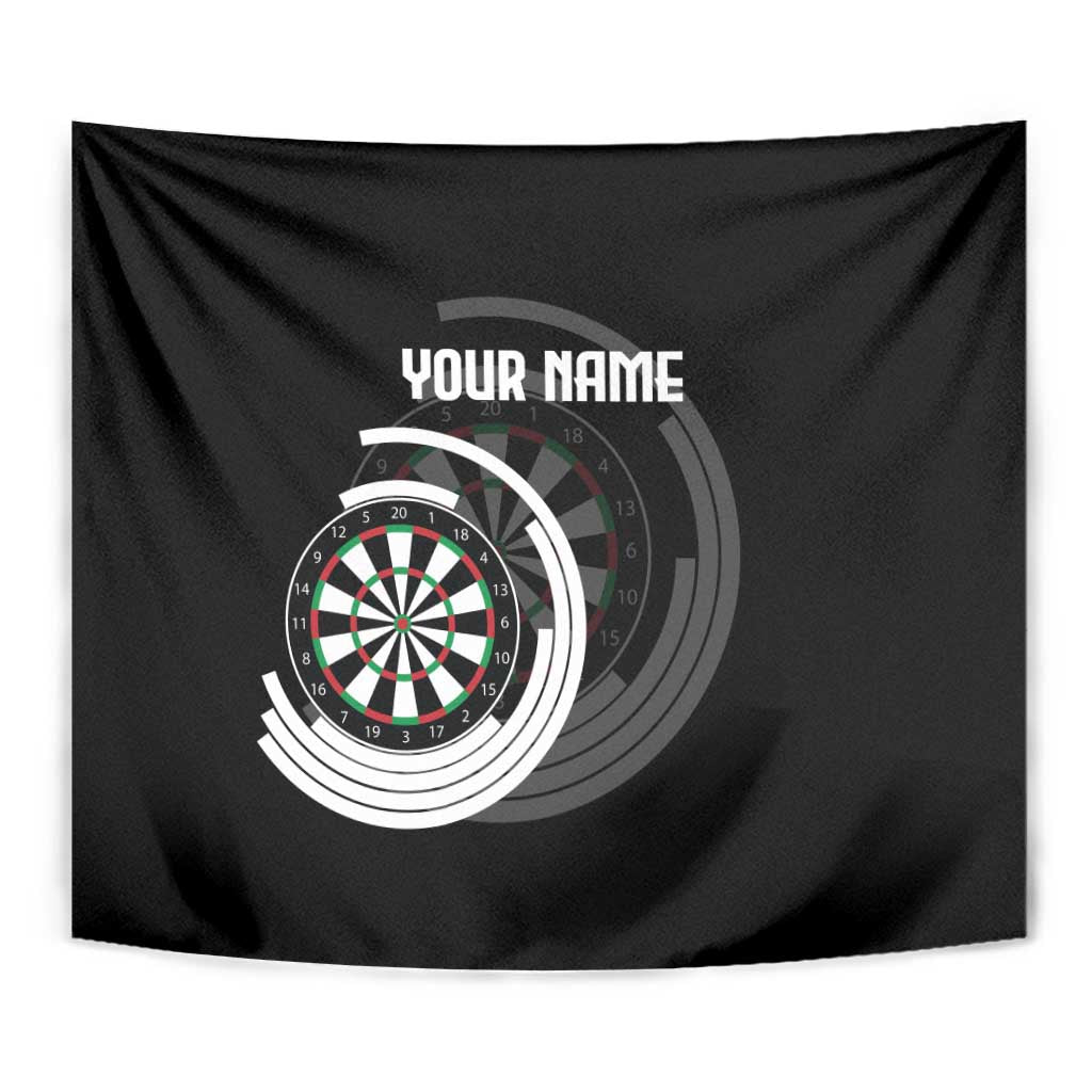 Personalized Black and White Dartboard Tapestry Bullseye Target Design for Dart Players - Wonder Print Shop