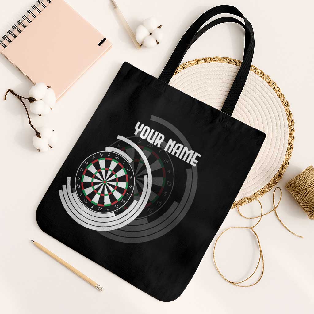 Personalized Black and White Dartboard Tote Bag Bullseye Target Design for Dart Players - Wonder Print Shop
