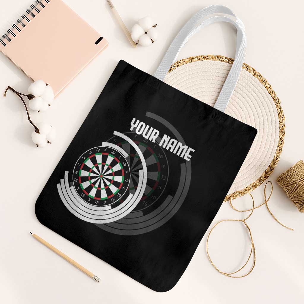 Personalized Black and White Dartboard Tote Bag Bullseye Target Design for Dart Players - Wonder Print Shop