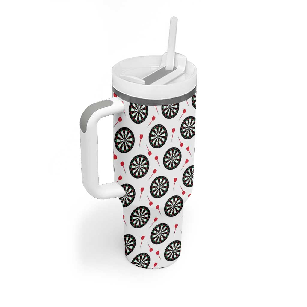 Personalized Black and White Dartboard Tumbler With Handle Bullseye Target Design for Dart Players - Wonder Print Shop
