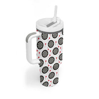 Personalized Black and White Dartboard Tumbler With Handle Bullseye Target Design for Dart Players - Wonder Print Shop