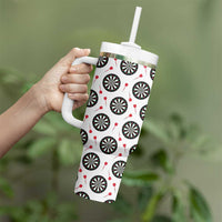 Personalized Black and White Dartboard Tumbler With Handle Bullseye Target Design for Dart Players - Wonder Print Shop