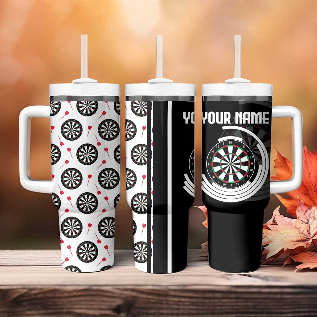 Personalized Black and White Dartboard Tumbler With Handle Bullseye Target Design for Dart Players - Wonder Print Shop