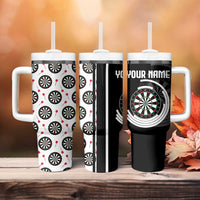 Personalized Black and White Dartboard Tumbler With Handle Bullseye Target Design for Dart Players - Wonder Print Shop