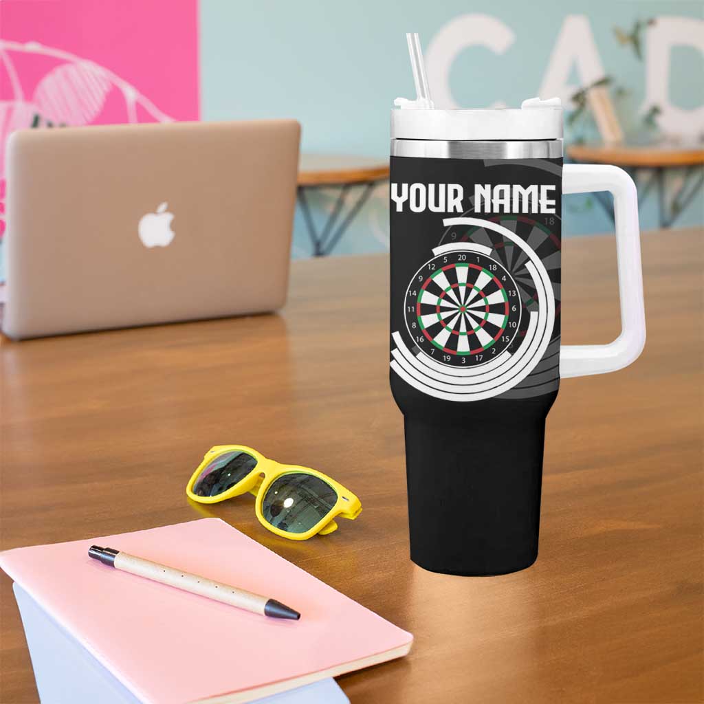 Personalized Black and White Dartboard Tumbler With Handle Bullseye Target Design for Dart Players - Wonder Print Shop