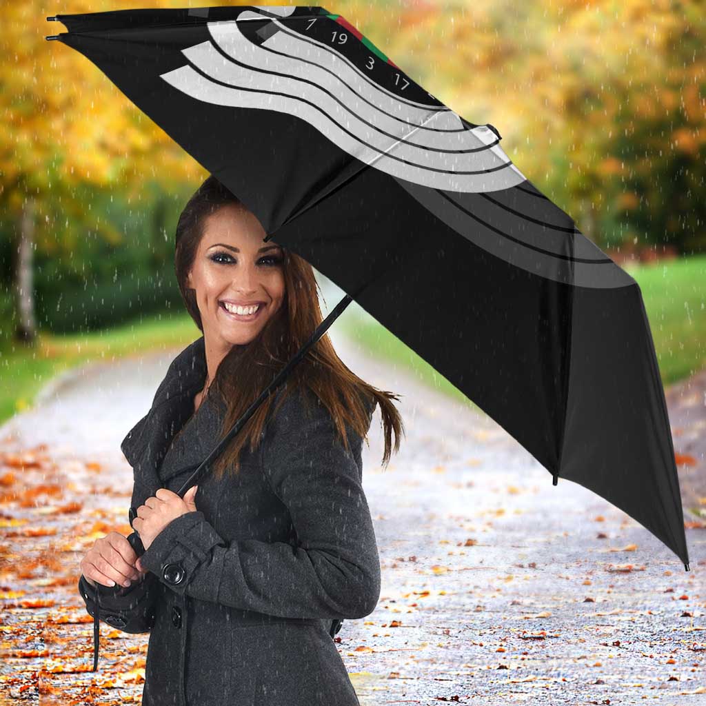 Personalized Black and White Dartboard Umbrella Bullseye Target Design for Dart Players - Wonder Print Shop