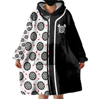 Personalized Black and White Dartboard Wearable Blanket Hoodie Bullseye Target Design for Dart Players - Wonder Print Shop