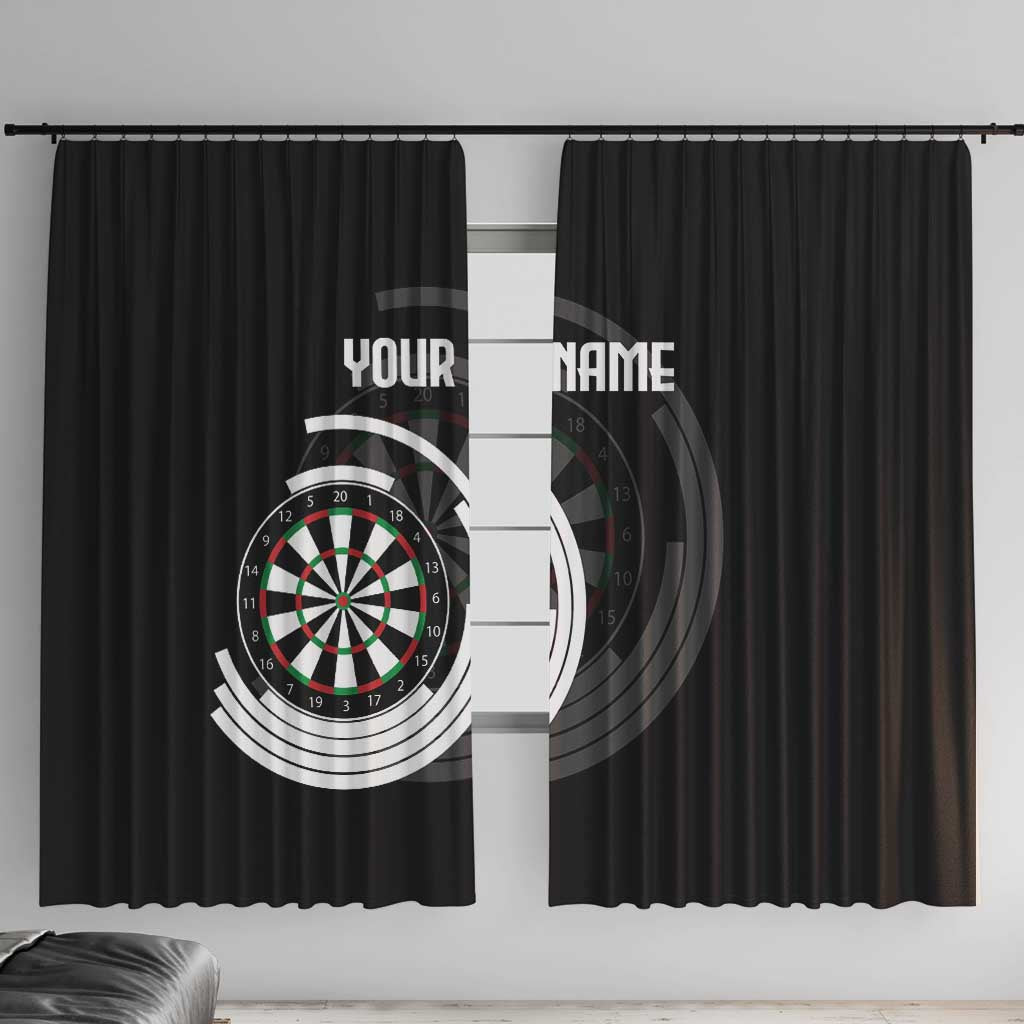 Personalized Black and White Dartboard Window Curtain Bullseye Target Design for Dart Players - Wonder Print Shop