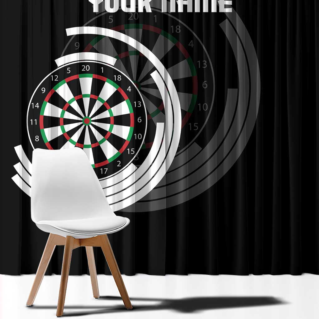 Personalized Black and White Dartboard Window Curtain Bullseye Target Design for Dart Players - Wonder Print Shop