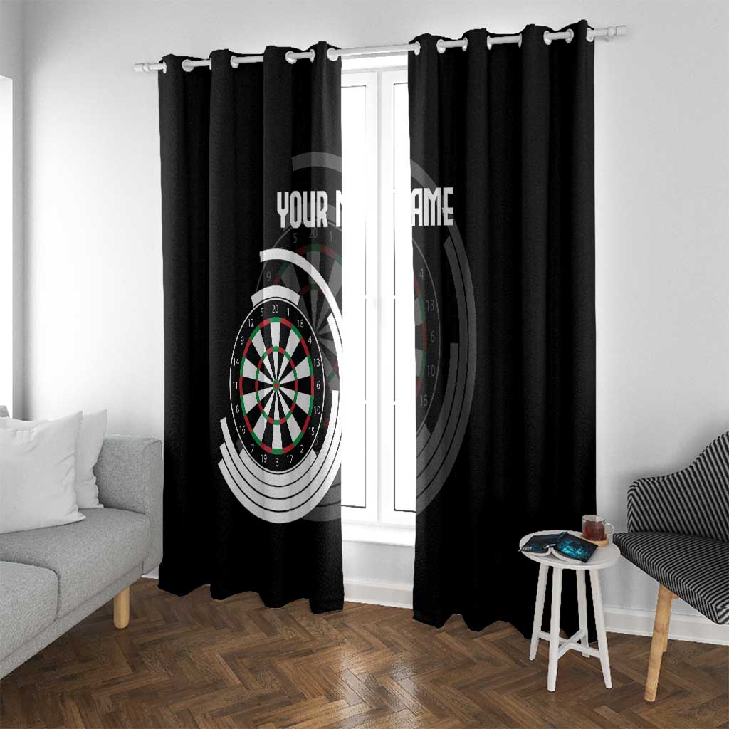 Personalized Black and White Dartboard Window Curtain Bullseye Target Design for Dart Players - Wonder Print Shop