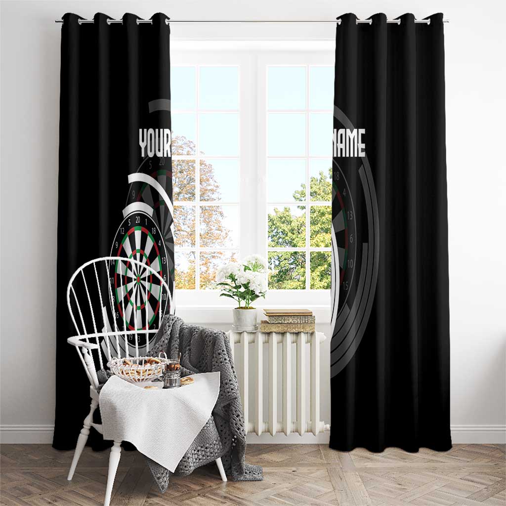 Personalized Black and White Dartboard Window Curtain Bullseye Target Design for Dart Players - Wonder Print Shop