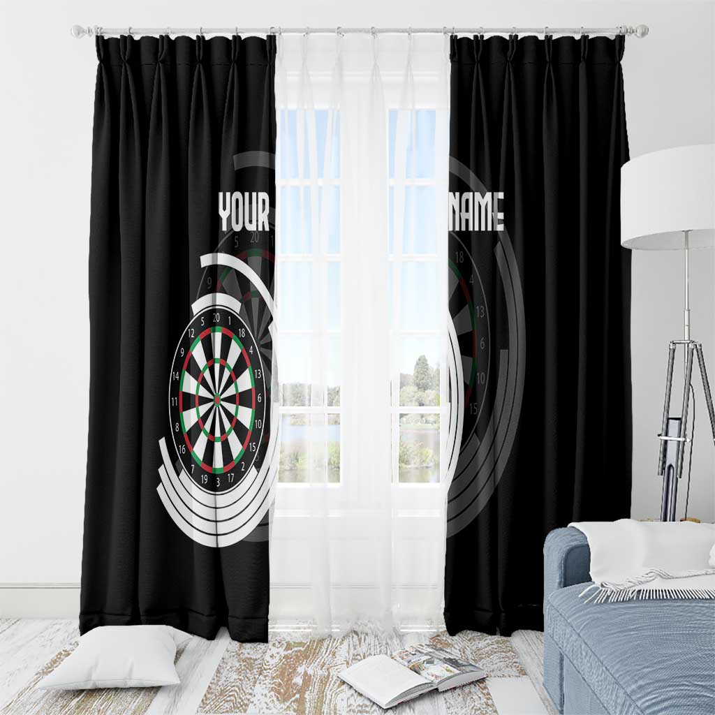 Personalized Black and White Dartboard Window Curtain Bullseye Target Design for Dart Players - Wonder Print Shop