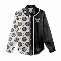 Personalized Black and White Dartboard Women Casual Shirt Bullseye Target Design for Dart Players - Wonder Print Shop