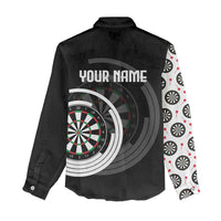 Personalized Black and White Dartboard Women Casual Shirt Bullseye Target Design for Dart Players - Wonder Print Shop