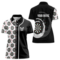 Personalized Black and White Dartboard Women Polo Shirt Bullseye Target Design for Dart Players - Wonder Print Shop