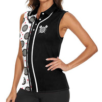 Personalized Black and White Dartboard Women Sleeveless Polo Shirt Bullseye Target Design for Dart Players - Wonder Print Shop