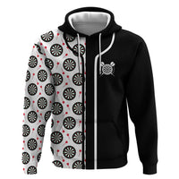 Personalized Black and White Dartboard Zip Hoodie Bullseye Target Design for Dart Players - Wonder Print Shop