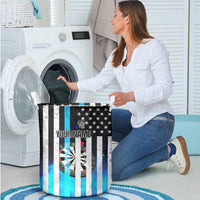Personalized Blue Flame American Flag Dart Laundry Basket Patriotic Dartboard Design - Wonder Print Shop